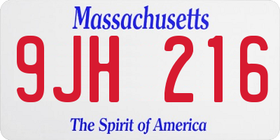 MA license plate 9JH216