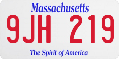 MA license plate 9JH219