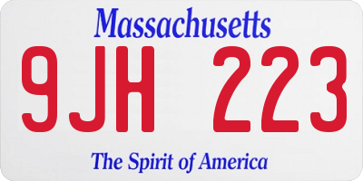 MA license plate 9JH223