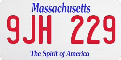 MA license plate 9JH229