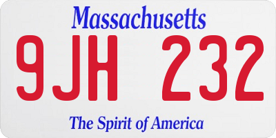 MA license plate 9JH232