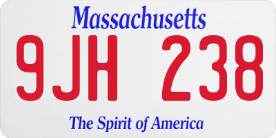 MA license plate 9JH238