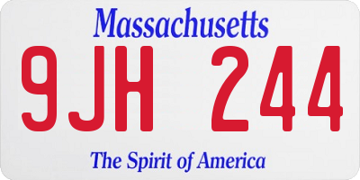 MA license plate 9JH244