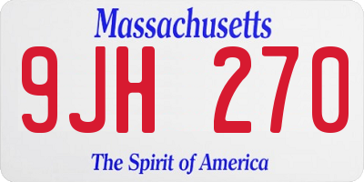 MA license plate 9JH270