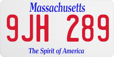 MA license plate 9JH289