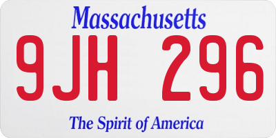 MA license plate 9JH296