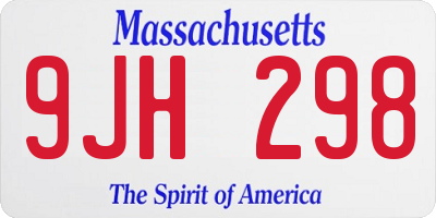 MA license plate 9JH298