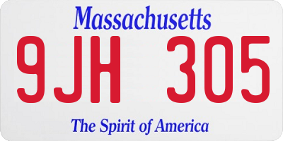 MA license plate 9JH305