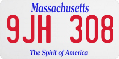 MA license plate 9JH308