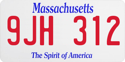 MA license plate 9JH312