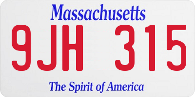 MA license plate 9JH315