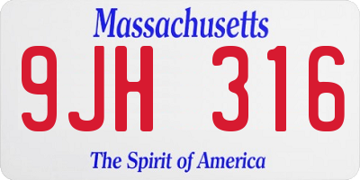 MA license plate 9JH316