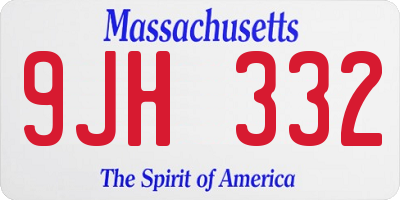 MA license plate 9JH332