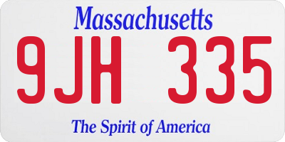 MA license plate 9JH335