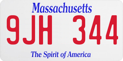 MA license plate 9JH344