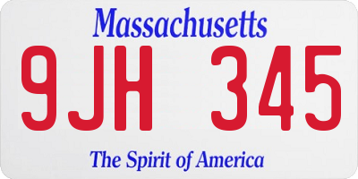 MA license plate 9JH345