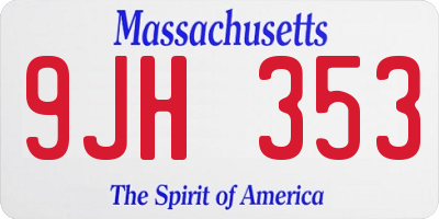 MA license plate 9JH353