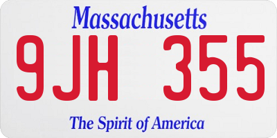MA license plate 9JH355
