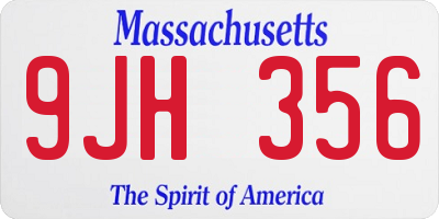 MA license plate 9JH356