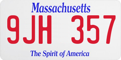 MA license plate 9JH357