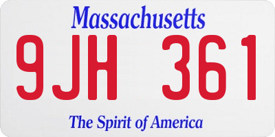 MA license plate 9JH361