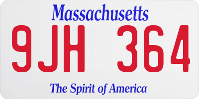 MA license plate 9JH364