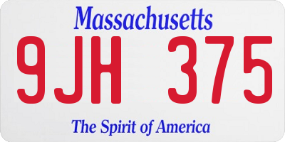 MA license plate 9JH375