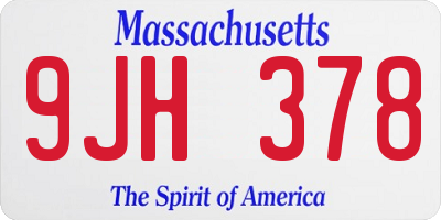 MA license plate 9JH378