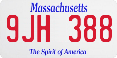 MA license plate 9JH388