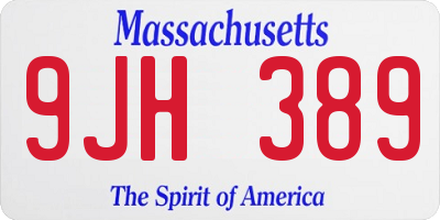 MA license plate 9JH389