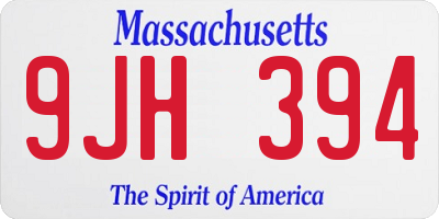 MA license plate 9JH394