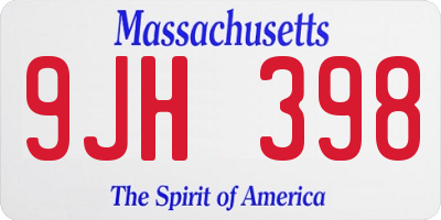 MA license plate 9JH398