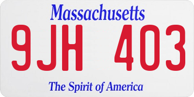 MA license plate 9JH403