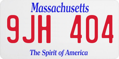 MA license plate 9JH404