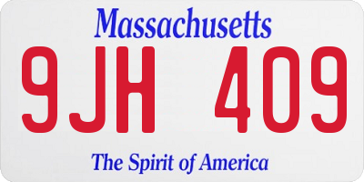 MA license plate 9JH409