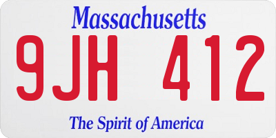 MA license plate 9JH412