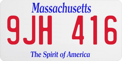 MA license plate 9JH416