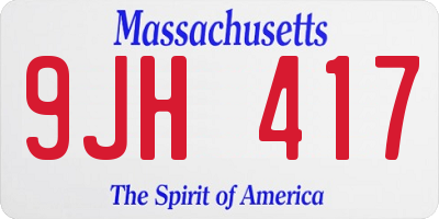 MA license plate 9JH417