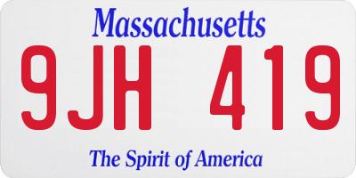MA license plate 9JH419