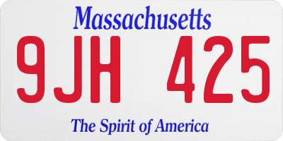 MA license plate 9JH425