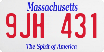 MA license plate 9JH431