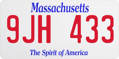MA license plate 9JH433