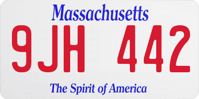 MA license plate 9JH442