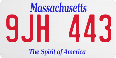 MA license plate 9JH443