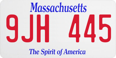 MA license plate 9JH445