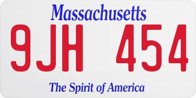 MA license plate 9JH454