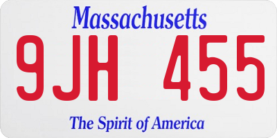 MA license plate 9JH455