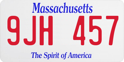 MA license plate 9JH457