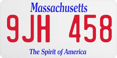 MA license plate 9JH458