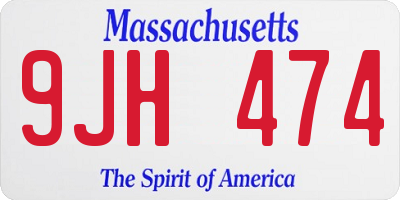 MA license plate 9JH474